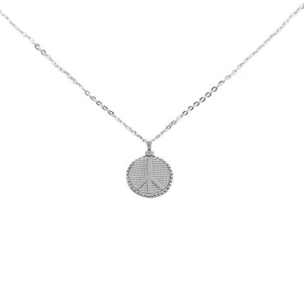Silver Peace Disc Necklace