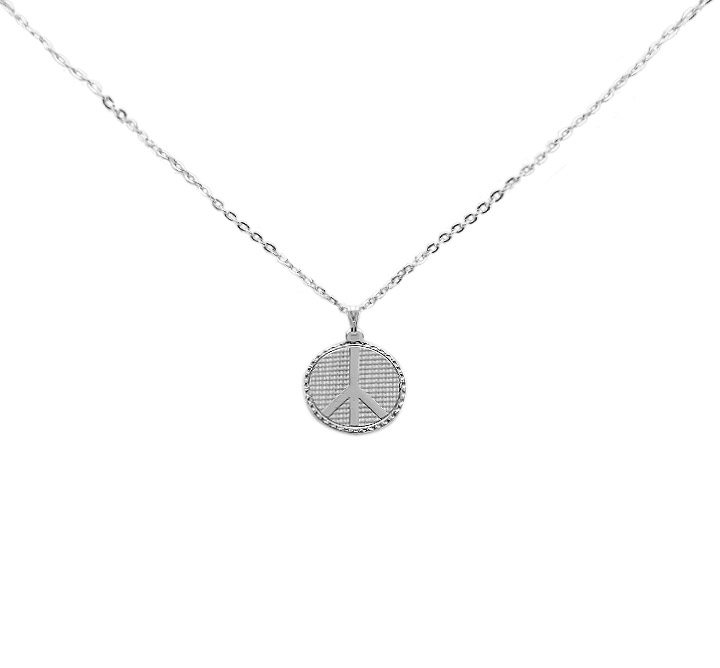 Silver Peace Disc Necklace
